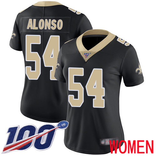 New Orleans Saints Limited Black Women Kiko Alonso Home Jersey NFL Football #54 100th Season Vapor Untouchable Jersey